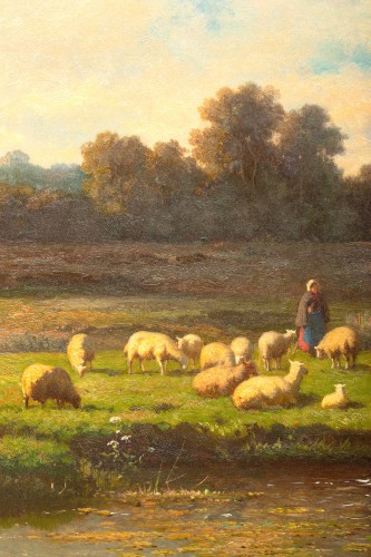 19th century - Grazing Cattle by Louis Robbe (Certified)