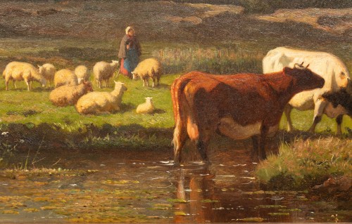 Grazing Cattle by Louis Robbe (Certified) - Napoléon III