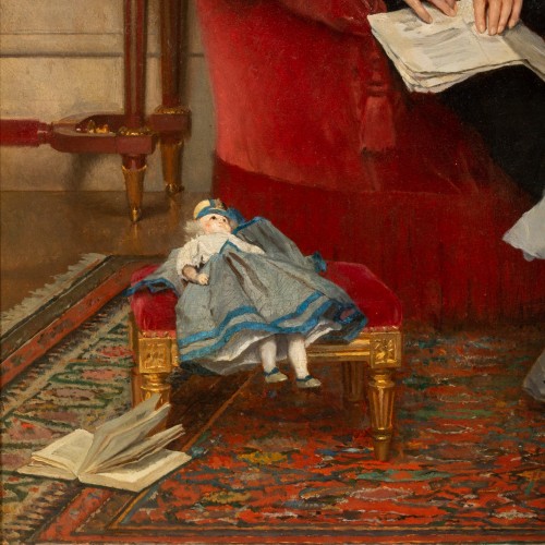 XXe siècle - La leçon de broderie - Gustave de Jonghe (1829-1893)