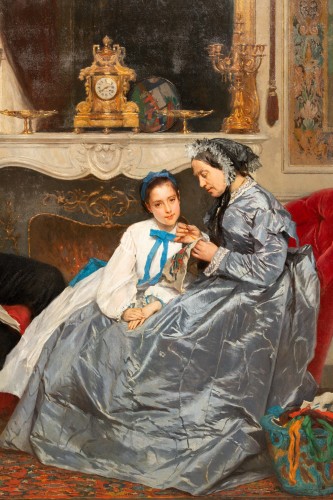 Antiquités - The Embroidery Lesson - Gustave de Jonghe (1829-1893)