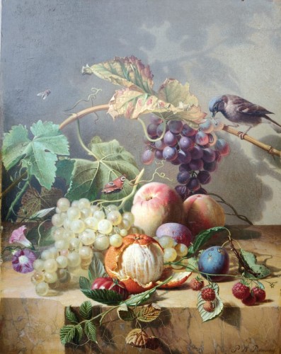 Nature Morte avec oiseau, abeille - Pieter Willem Romenij  (1830-1898)