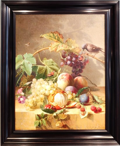 Nature Morte avec oiseau, abeille - Pieter Willem Romenij  (1830-1898) - Tableaux et dessins Style 