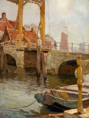 Le pont-levis d'Overschie - Maurice Sys (1880-1972) - Tableaux et dessins Style 