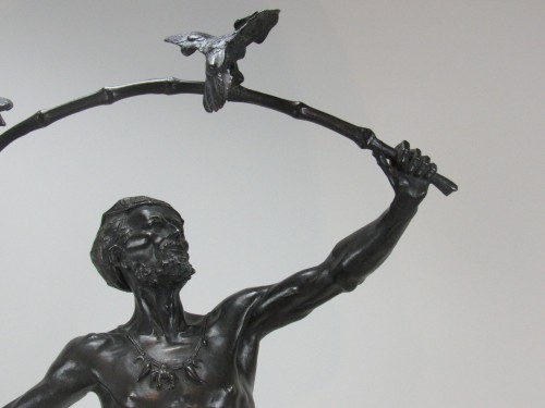 Auguste de Wever (1836-1910) Chasseur d’oiseaux hindou - Sculpture Style 