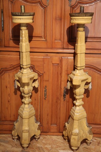 19th C large torch holders Italian Baroque - Religious Antiques Style 