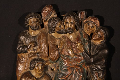 Le baiser de Judas, plaque en terre cuite polychromée, Italie XVIIIe siècle - Art sacré, objets religieux Style 