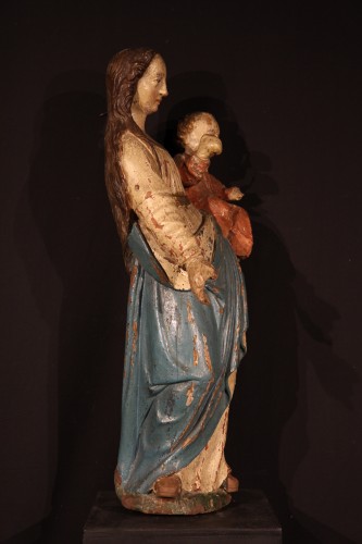 Late 16th C Virgin and Child in  polychrome wood From Franche Comté - 