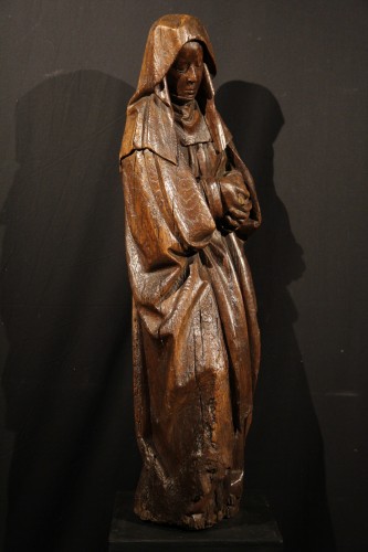 Vierge de douleur en bois de chêne, Pays-Bas méridionaux fin XVe - Sculpture Style 