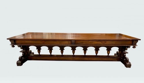 Table de château fin 19e de néo Renaissance - Mobilier Style Napoléon III