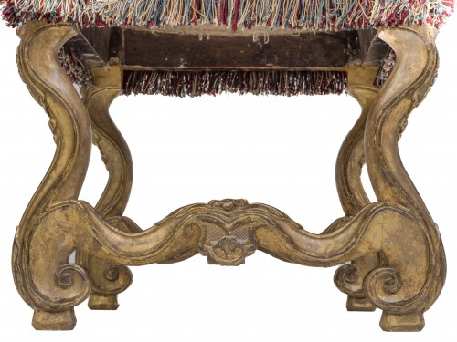 Antiquités - Paire de tabourets en bois doré Epoque Louis XIV