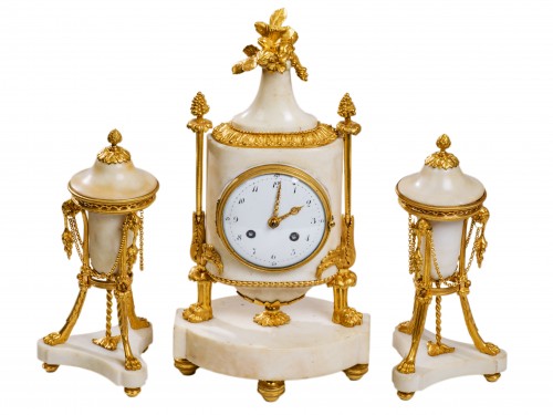 Louis XVI period mantel clock set