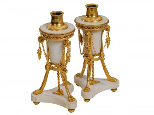 Louis XVI period mantel clock set - 