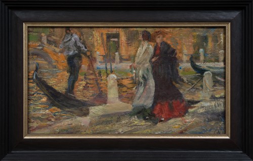 Allan Österlind (1855-1938)  - Venetian Scene with Gondoliers