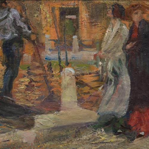 XIXe siècle - Allan Österlind (1855-1938) - Scène Vénitienne avec gondoliers