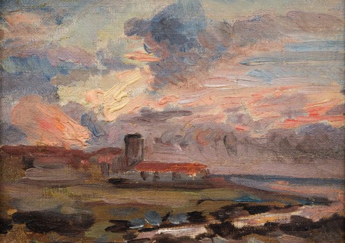 Tableaux et dessins Tableaux du XXe siècle - Georg Stoopendaal (1866-1953) - Paysage côtier avec des nuages dramatiques