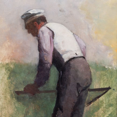 Alfred Thörne (1850-1916) - Harvest Scene With Farmer and Scythe, 1886 - 