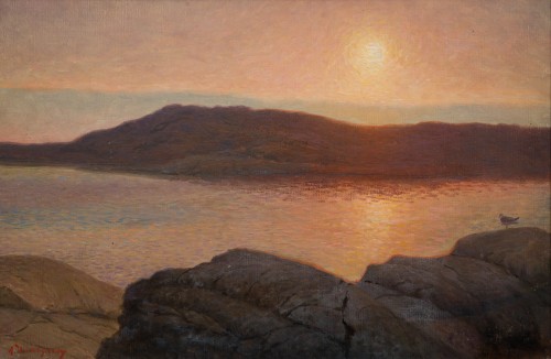 Tableaux et dessins Tableaux XIXe siècle - Anders Wahlgren (1861-1928) -Coucher de soleil sur la côte du Bohuslän