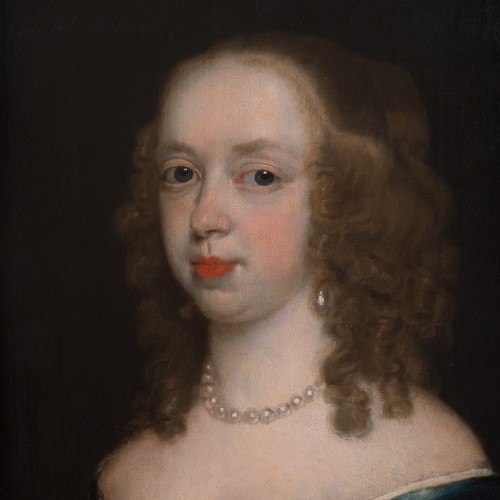 XVIIe siècle -  Portrait d'une dame en robe bleue, attribué à Theodore Russel (1614?1689