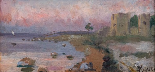 XIXe siècle - Elisabeth Keyser (1851-1898) - Vue de Visby, Gotland, vers 1883