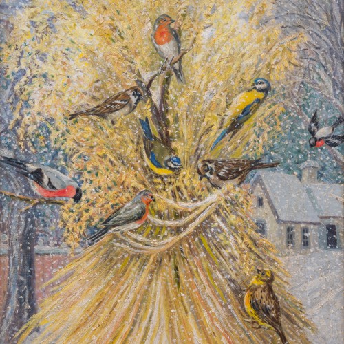 Georg Stoopendaal (1866–1953) - Christmas Sheaf With Birds - 