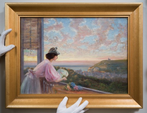 Tableaux et dessins Tableaux XIXe siècle - Félix Mestres Borrell (1872–1933) - Vue sur Étretat, France