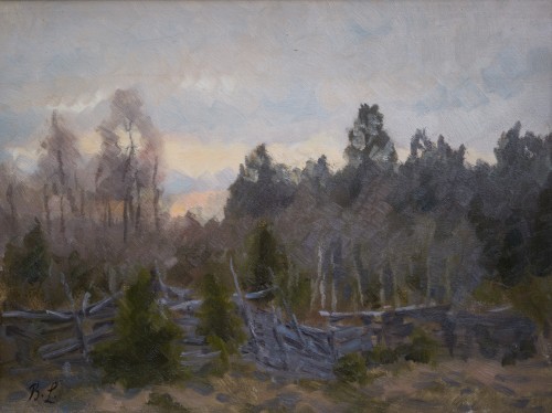 Bruno Liljefors (1860–1939) - Paysage de printemps avec clôture, Uppland