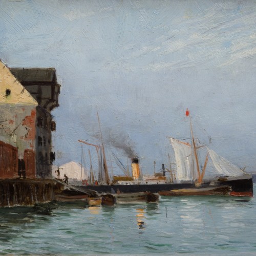 Paintings & Drawings  - Carl Flodman (1863-1888) - A Harbor Scene from 1884