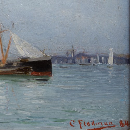 Carl Flodman (1863-1888) - A Harbor Scene from 1884 - 