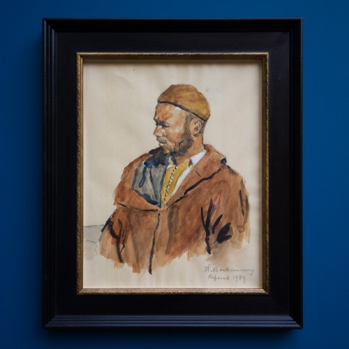 Tableaux et dessins Dessin, Aquarelle & Pastel - Hugo Backmansson (1860-1953)  - Portrait d’un homme de la région du Rif