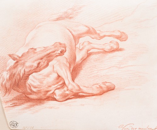 Adam Frans van der Meulen (1632-1690) - Study of a horse lying on its right side 