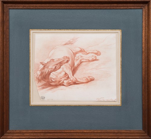 Paintings & Drawings  - Adam Frans van der Meulen (1632-1690) - Study of a horse lying on its right side 