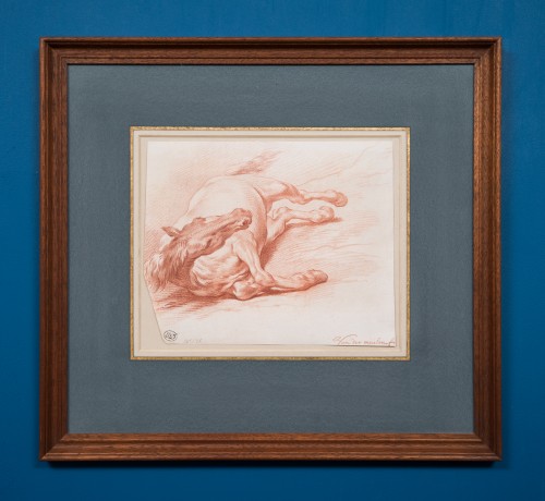 Adam Frans van der Meulen (1632-1690) - Study of a horse lying on its right side  - 