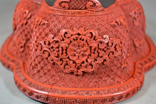 Asian Works of Art  - Pair of carved cinnabar lacquer cups. China 18th century.