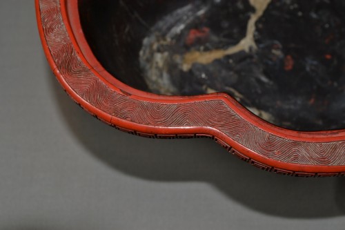 Pair of carved cinnabar lacquer cups. China 18th century. - 