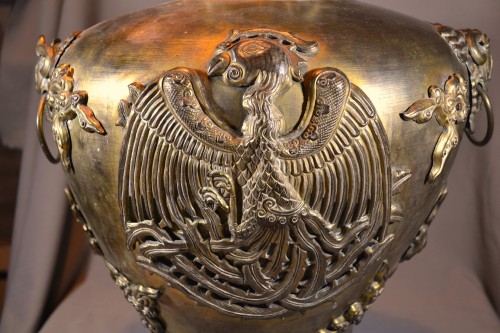 Vase en cuivre doré,appliqué de Phoenix et Lions, Chine dynastie Qing - Conservatoire Sakura