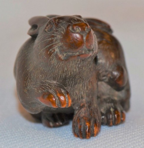 Netsuke by Kokei. Rabbit and its young, Japan 19th century - 