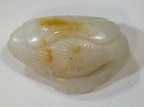 Antiquités - Goose Pendant In White Jade Stained With Rust.China 18th Century Or Earlier