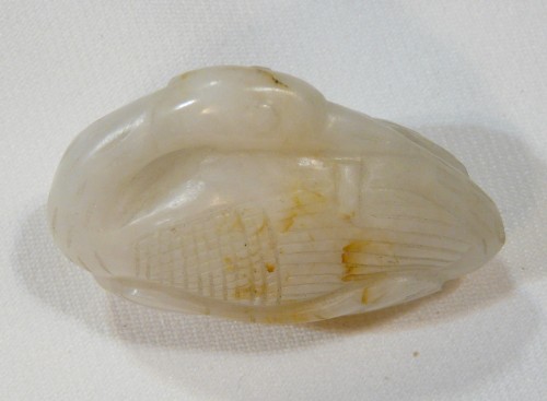 Antiquités - Goose Pendant In White Jade Stained With Rust.China 18th Century Or Earlier