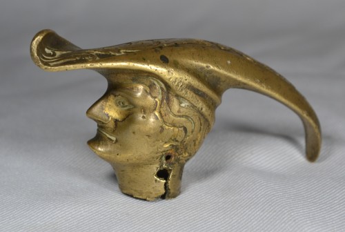 Objects of Vertu  - Cane knob in gilded bronze, minstrel&#039;s head