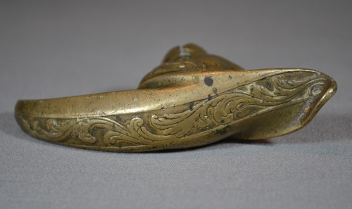 18th century - Cane knob in gilded bronze, minstrel&#039;s head