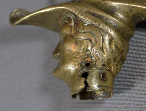 Antiquités - Cane knob in gilded bronze, minstrel&#039;s head