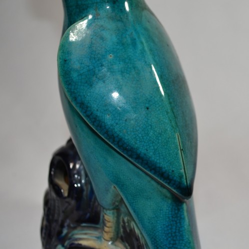 Perroquet en porcelaine émaillée turquoise, Chine 17e siècle - Arts d