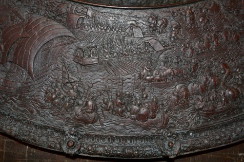 Prise d'Afrika par Charles V - Grand plat en bronze, galvanoplastie 19e siècle - 