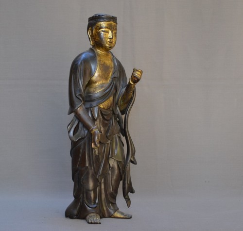 Kwannon en bronze doré, Japon Muromachi 16e siècle - Arts d