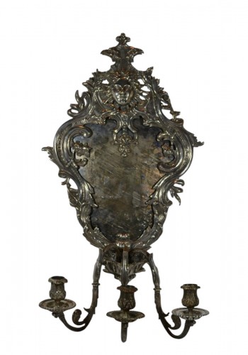 18th century Silver-plated bronze wall candlestick