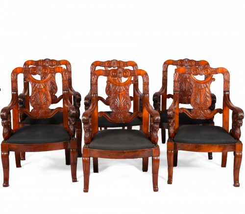 Six Italian mahogany armchairs circa 1800