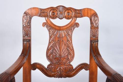 19th century - Six Italian mahogany armchairs circa 1800