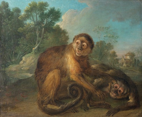 Christophe Huet (1700 – 1759), Two Capuchin Monkeys