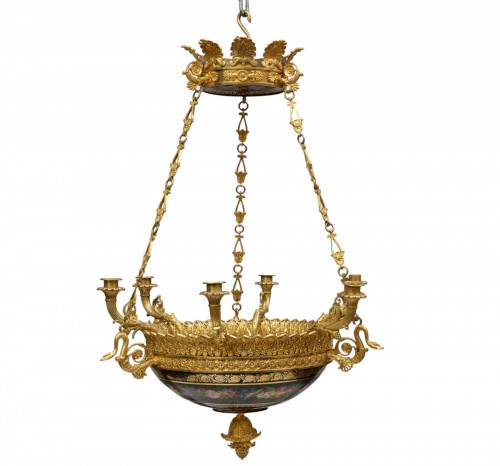 Charles X chandelier in a basket from the Manufacture Feuillet in Paris