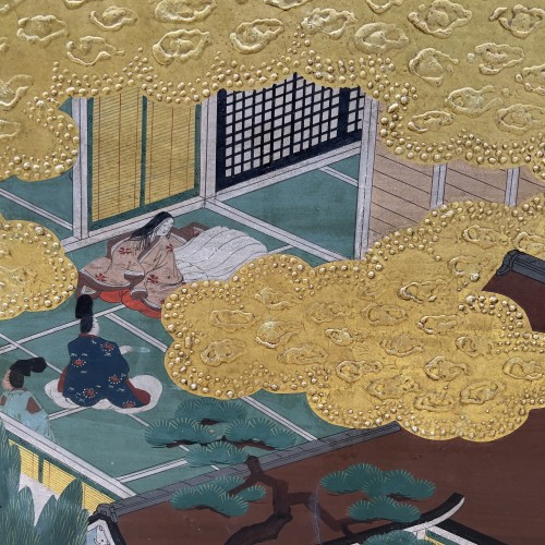 Le Dit du Genji, Paravent à six feuilles - Japon 19e siècle - Cristina Ortega & Michel Dermigny